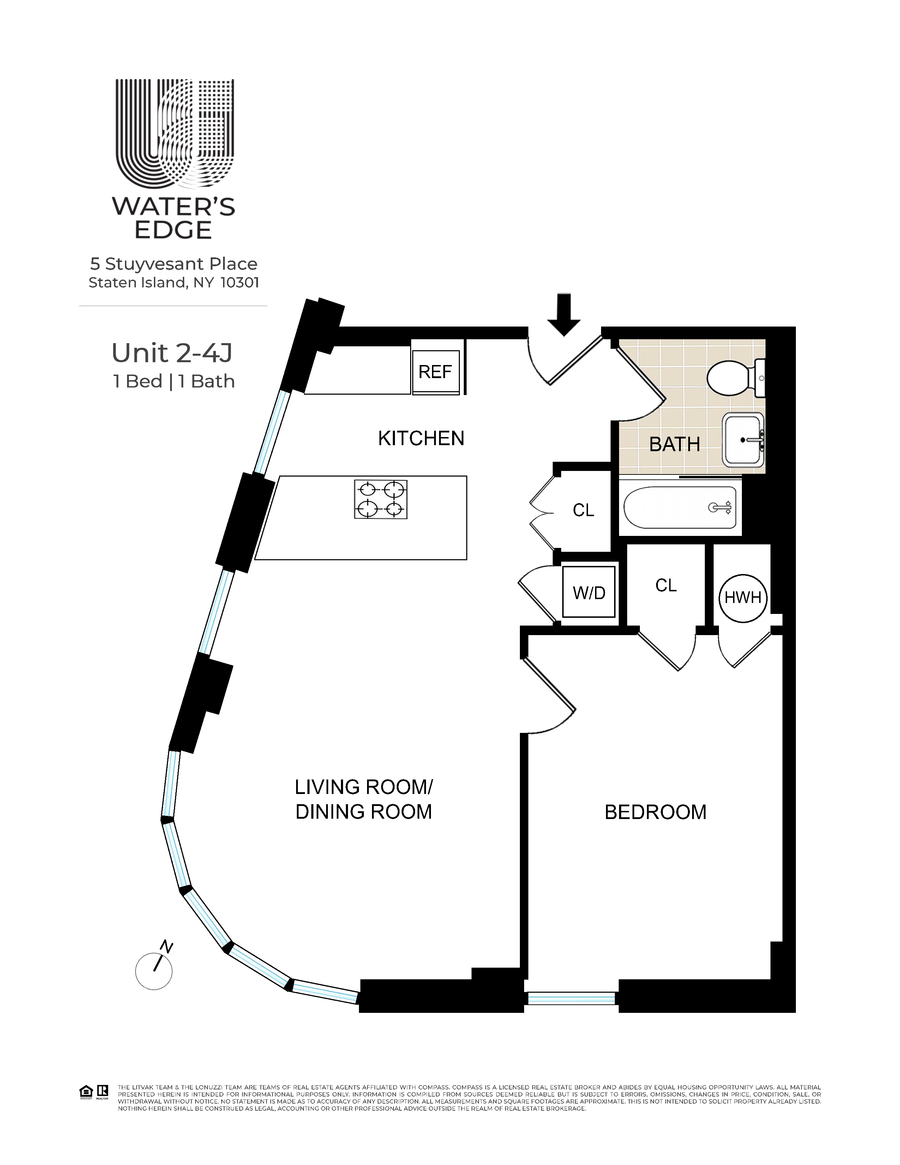 Water's Edge 1BR Floor Plan